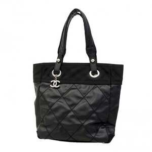 CHANEL Black Canvas Tote Bag